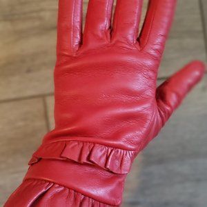 Red Leather Gloves. Sz 7.5